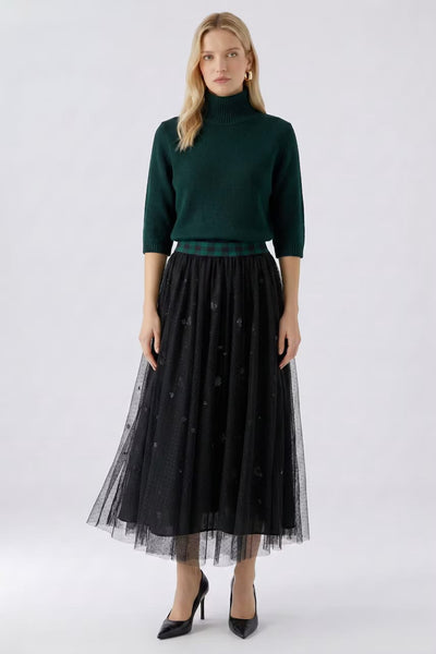 Oui Tulle Check Skirt