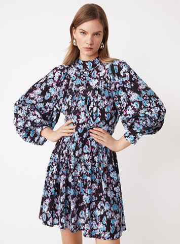 Suncoo Cara Floral Print Ruffled Short Dress