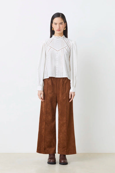 Suncoo Johan Suede Trouser Wide Leg Faux Pant