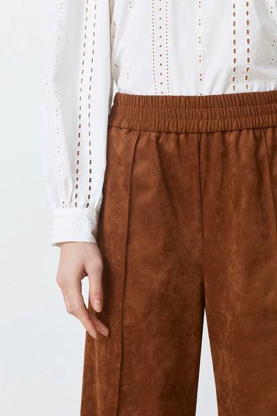 Suncoo Johan Suede Trouser Wide Leg Faux Pant