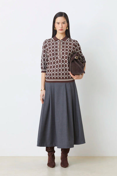 Suncoo Coffee Polo Shirt With Patterns Paolo