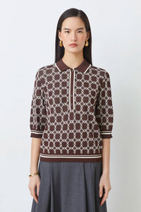 Suncoo Coffee Polo Shirt With Patterns Paolo