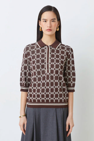 Suncoo Coffee Polo Shirt With Patterns Paolo