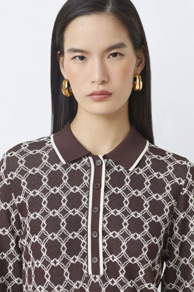 Suncoo Coffee Polo Shirt With Patterns Paolo