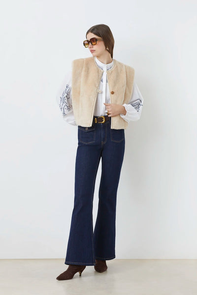 Suncoo Diego Short Sleeveless Faux Fur Jacket Gilet