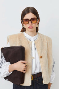 Suncoo Diego Short Sleeveless Faux Fur Jacket Gilet