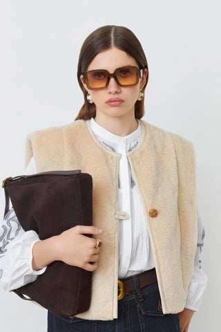 Suncoo Diego Short Sleeveless Faux Fur Jacket Gilet