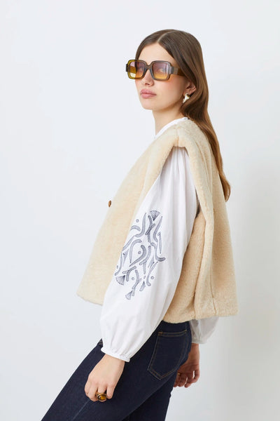 Suncoo Diego Short Sleeveless Faux Fur Jacket Gilet