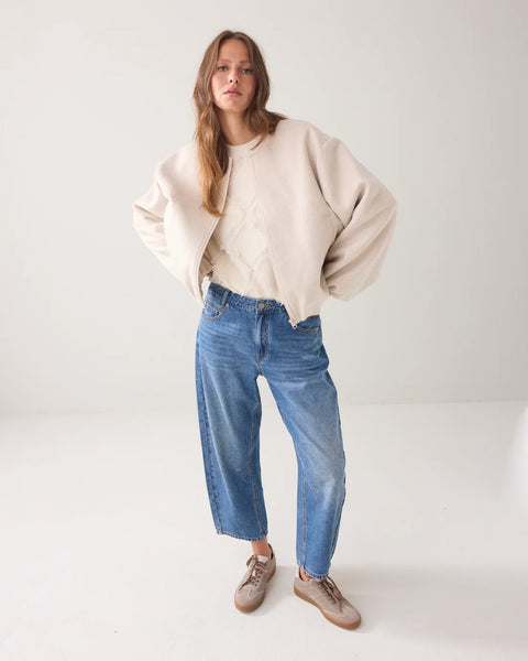 Summum Bomber Jacket In Wool Blend Beige