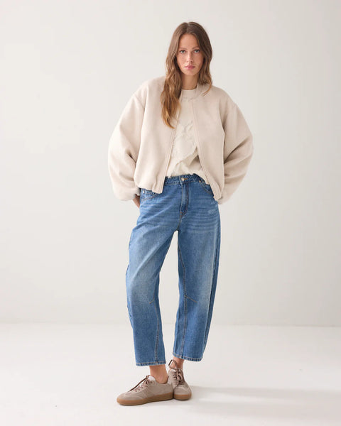 Summum Bomber Jacket In Wool Blend Beige