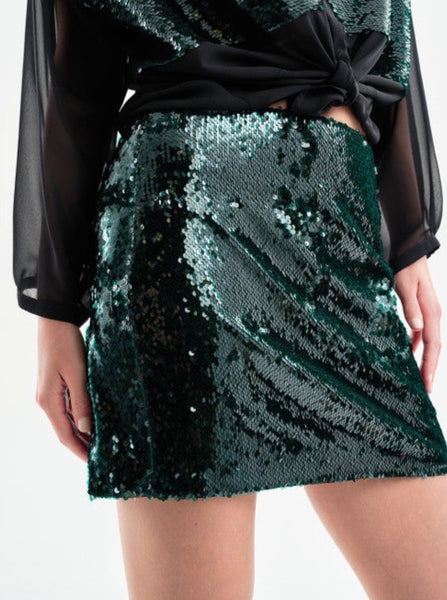 Access Green Sequin Mini Skirt