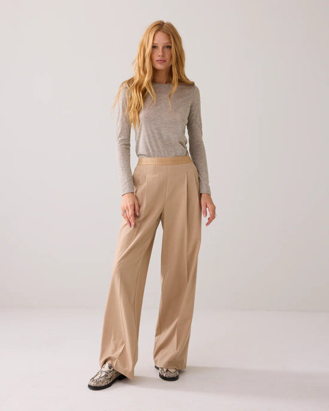 Summum Melange Wide Trousers Beige