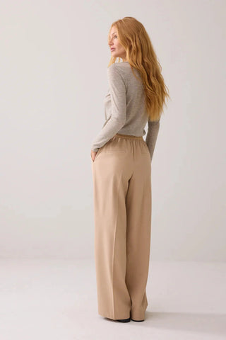 Summum Melange Wide Trousers Beige