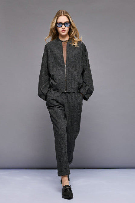 Access Bomber Jacket With Rhinestones