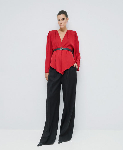 Access Satin Blouse With Padded Shoulder
