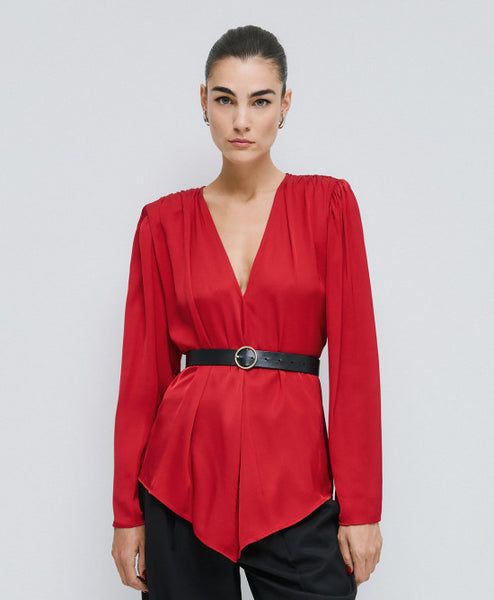 Access Satin Blouse With Padded Shoulder