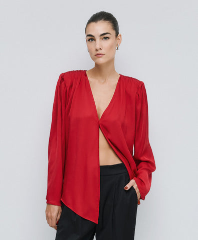 Access Satin Blouse With Padded Shoulder
