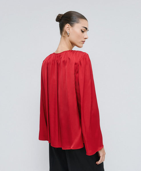 Access Satin Blouse With Padded Shoulder
