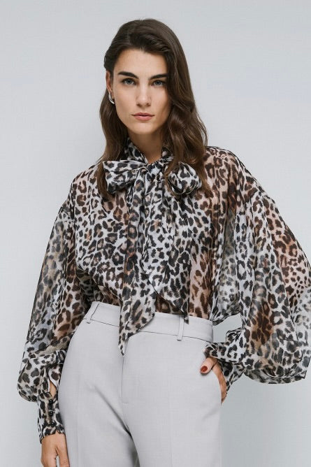 Access Leopard Sheer Blouse