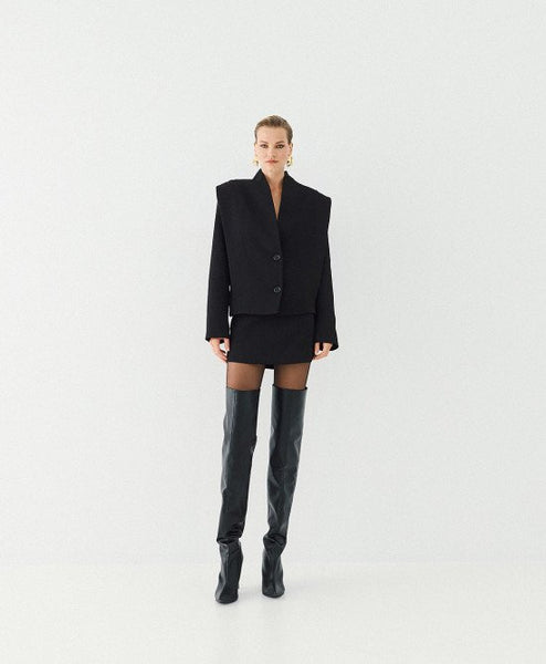 Access Crop Collarless Blazer Jacket