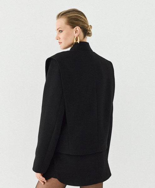 Access Crop Collarless Blazer Jacket