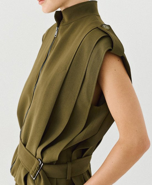 Access Sleeveless Belted Jacket