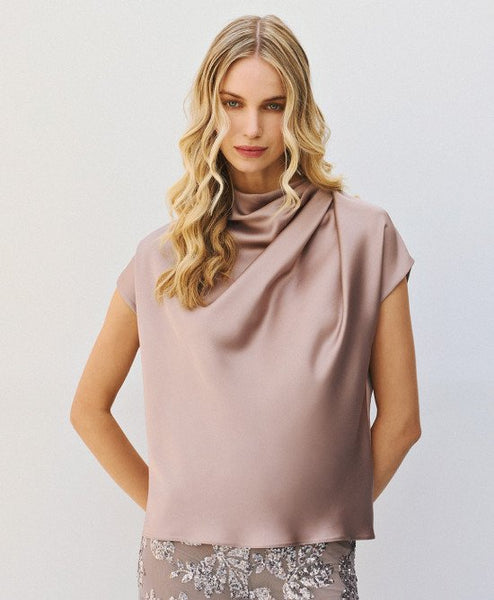 Access Satin Top With Draped Neck