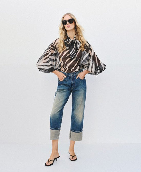 Access Animal Print Blouse With Tie