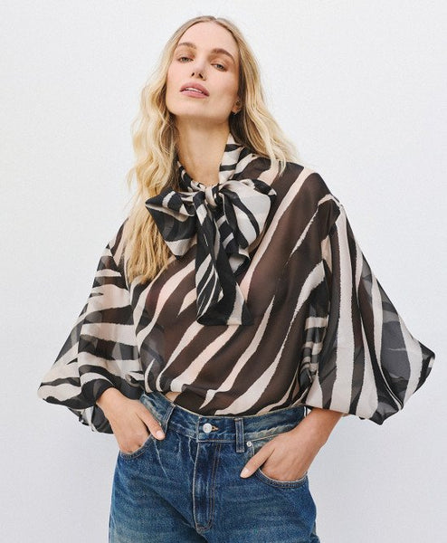 Access Animal Print Blouse With Tie