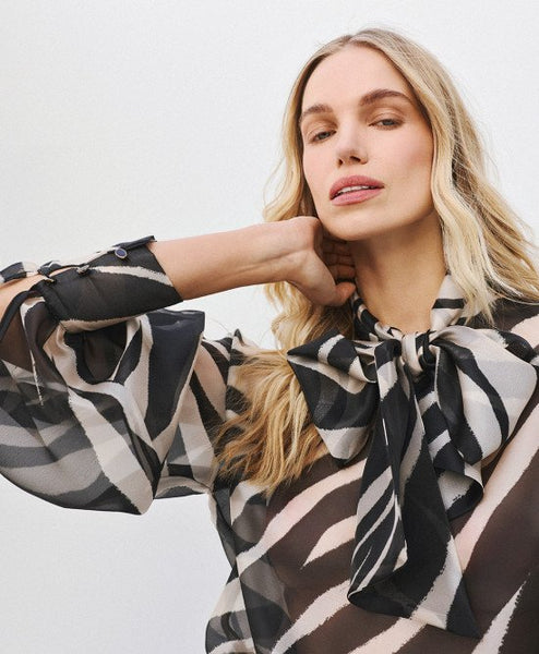 Access Animal Print Blouse With Tie