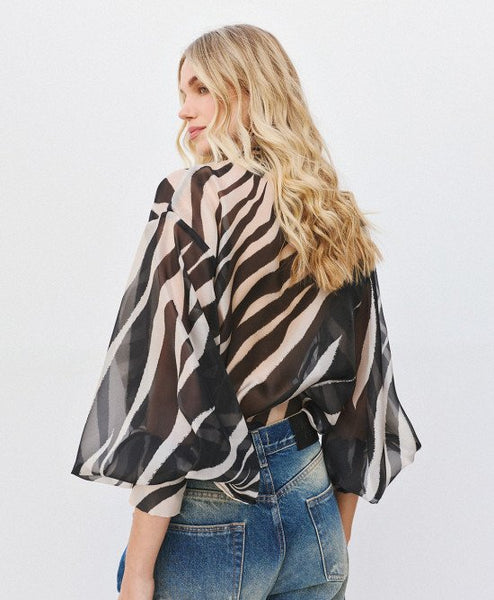 Access Animal Print Blouse With Tie