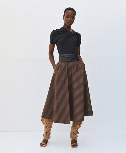 Access Striped Taffeta Skirt