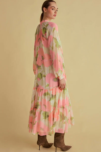 Florere Pink Tie Neck Dress