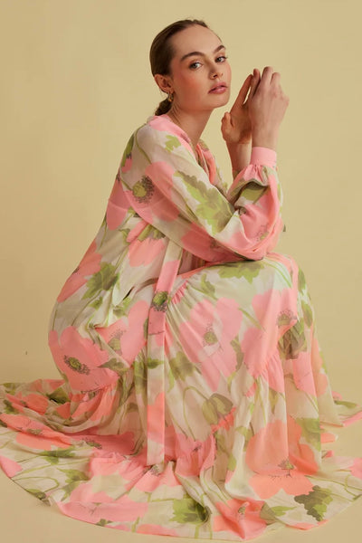 Florere Pink Tie Neck Dress
