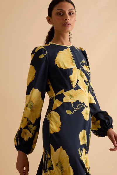 Florere blouson sleeve navy dress