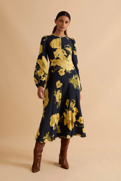 Florere blouson sleeve navy dress