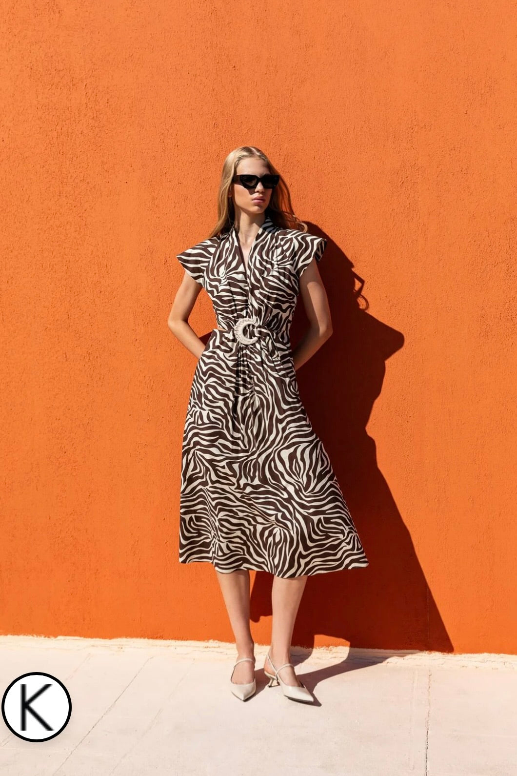 KAMEYA CUT-OUT ZEBRA PATTERNED DRESS