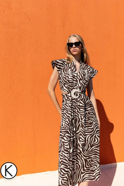 KAMEYA CUT-OUT ZEBRA PATTERNED DRESS