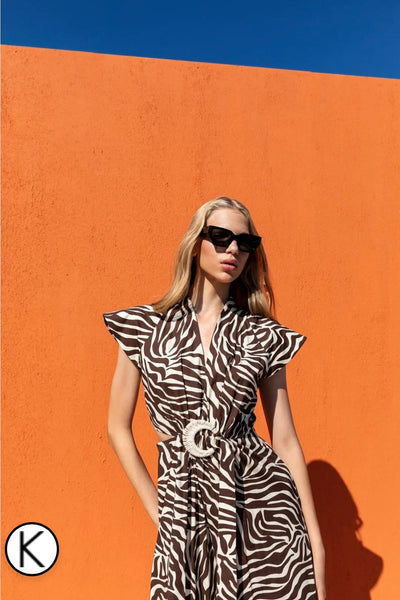 KAMEYA CUT-OUT ZEBRA PATTERNED DRESS