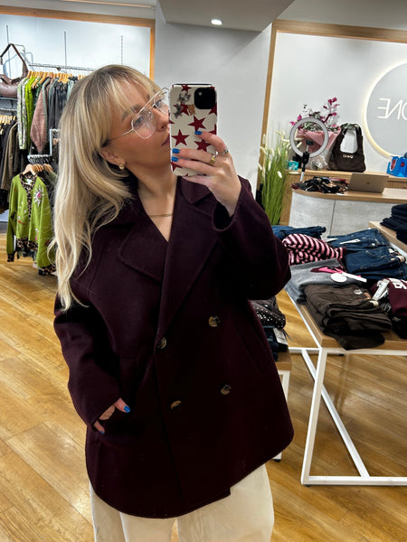 Summum Classic Burgundy Wool Coat
