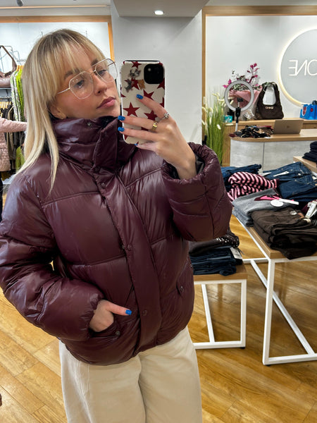 Oui Burgundy Puffer Jacket