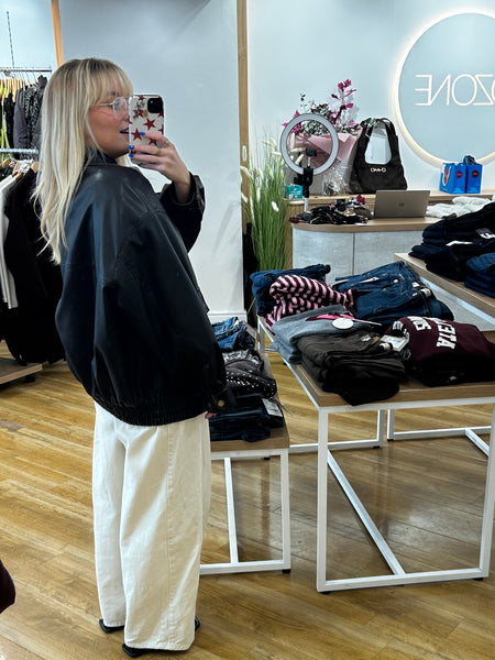 Guess Brown Daria Oversized Faux Leather Jacket