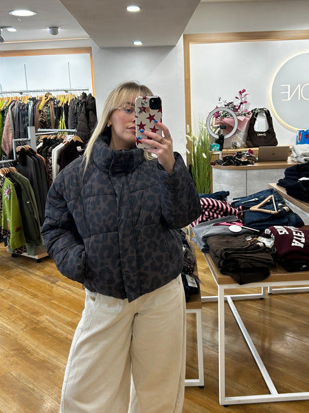 Oui Leopard Print Puffer