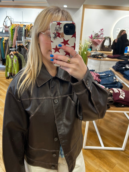 Guess Denise Short Leather Jacket