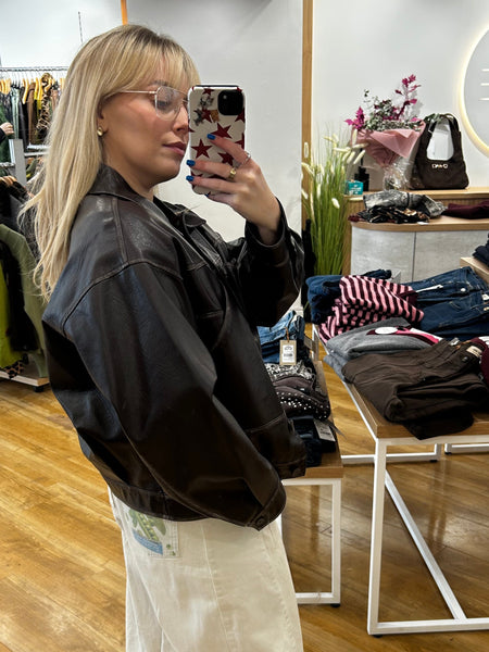 Guess Denise Short Leather Jacket