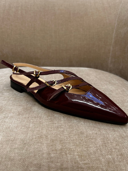 Babouche Julia Flat In Burgundy