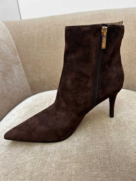 Guess Skinny Heel Brown Ankle Suede Boot