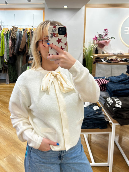 Oui Bow Cream Knitwear