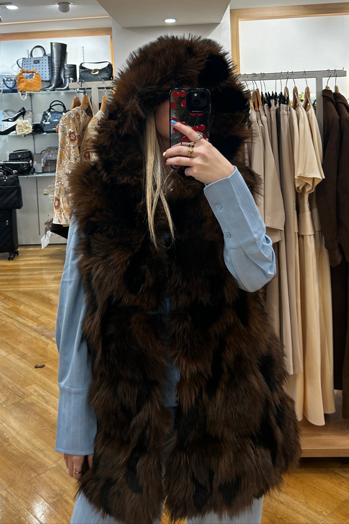 Lola Casedemunt Hooded Fur Gilet