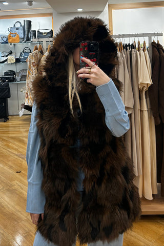 Lola Casedemunt Hooded Fur Gilet